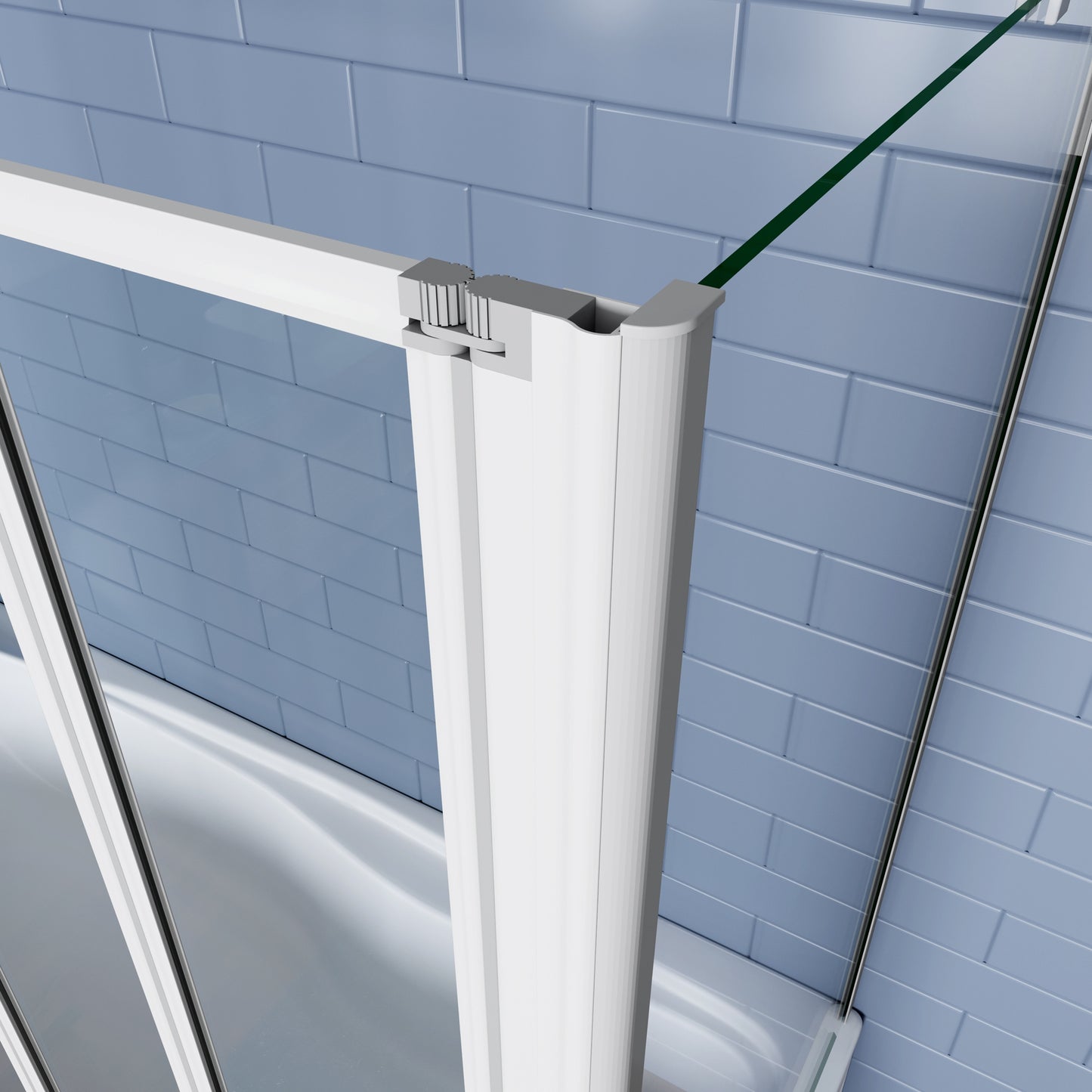Aica Badwand 120x70/75/80x140cm 5-Delige Inklapbaar 4mm gehard glas-Grijs frame