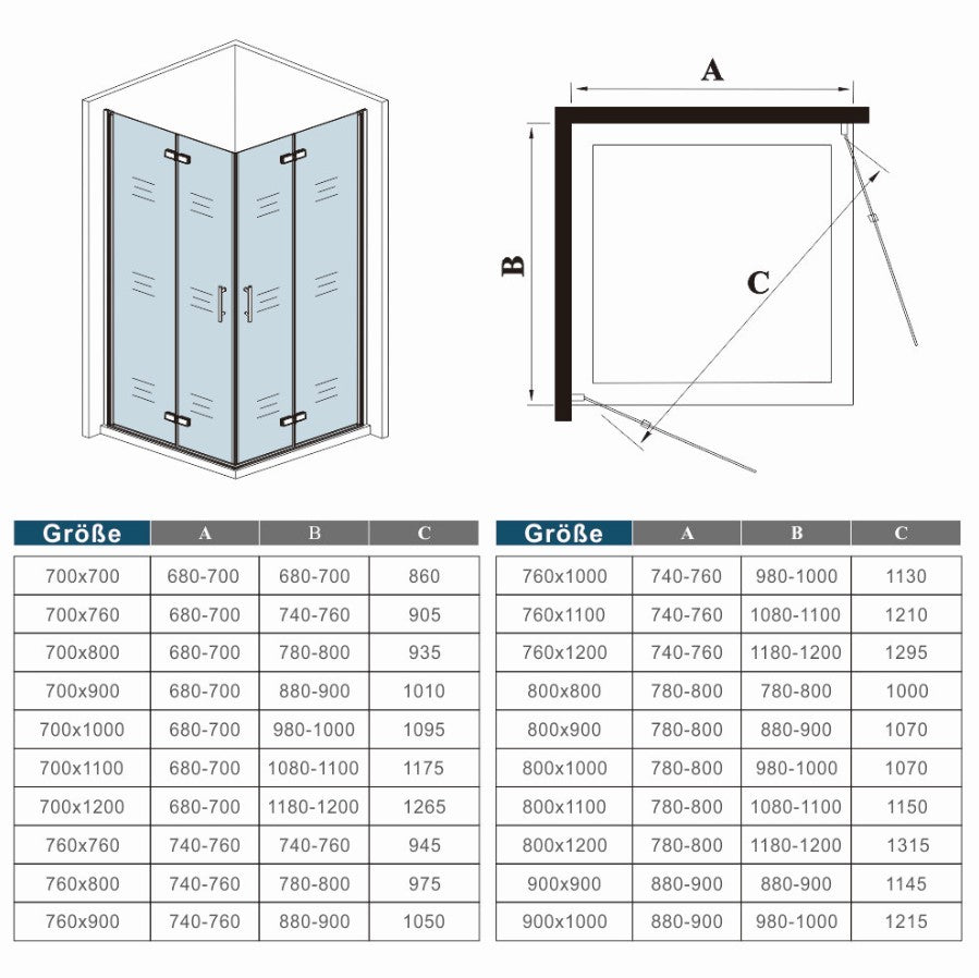 195cm douchecabine 6mm NANO veiligheidsglas draaideur met melkstrepen