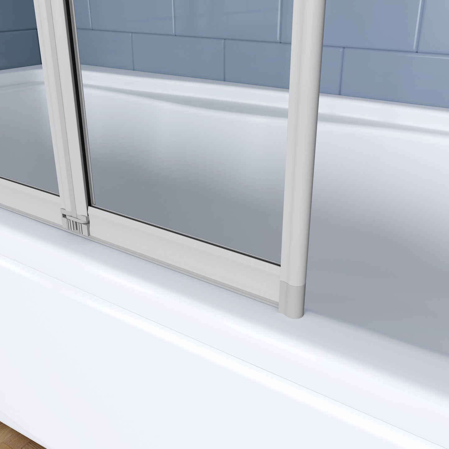 Aica Badwand 120x140cm 5-Delige Inklapbaar 4mm gehard glas-Grijs frame