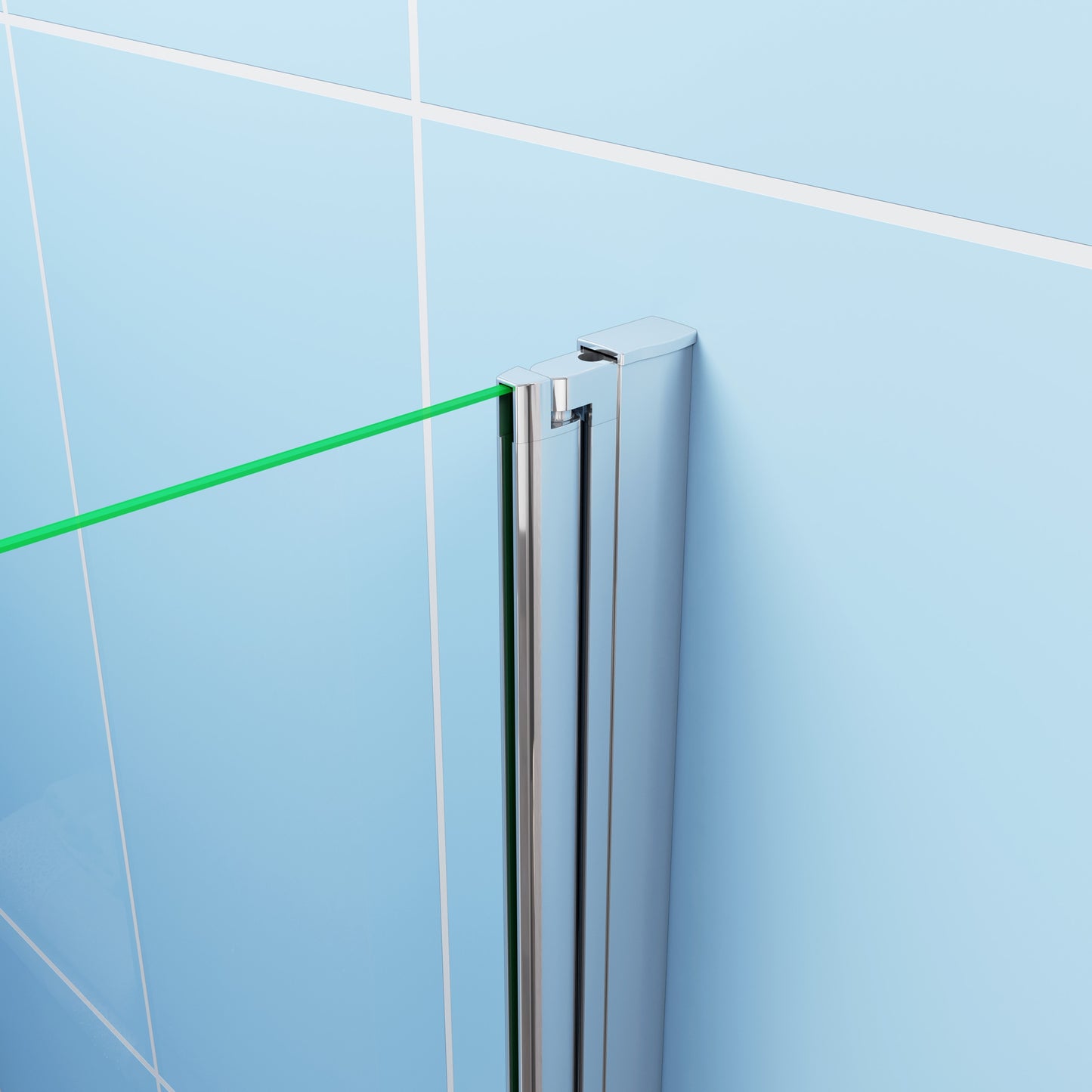 2-delig draaibaar inklapbaar 140cm hoog(diverse maten ),6 mm helder antikalkbehandeling helder veiligheidsglas ,chroom profiel
