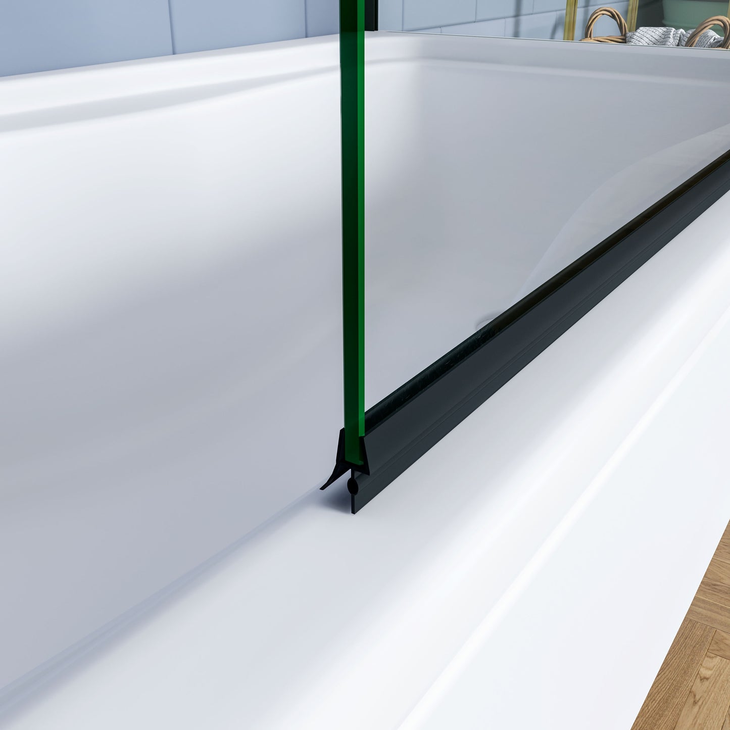 Aica luxe badscherm zwart mat 2 delig inklapbaar 90/100/110/120x65x140cm badwand 6mm easyclean glas