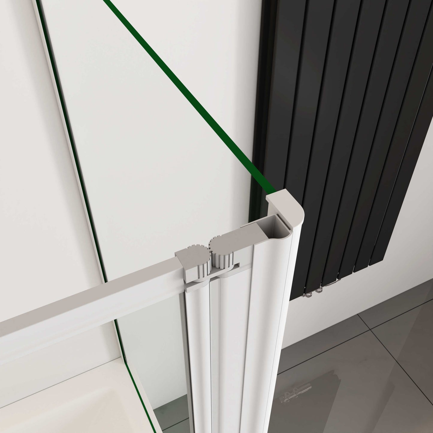 Aica Badwand 100x70/75/80x140cm 4-Delige Inklapbaar 4mm gehard glas-Grijs frame