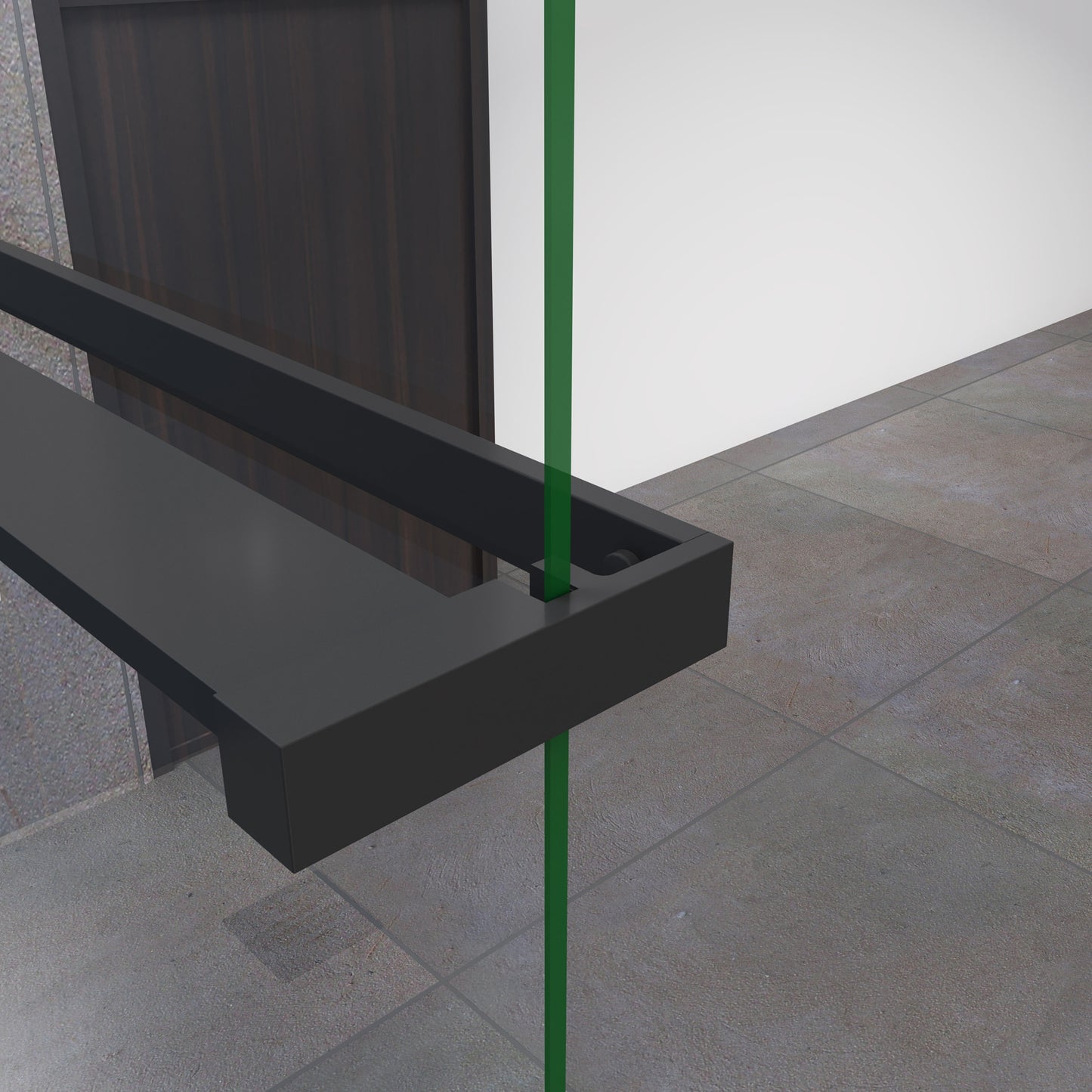 Moderne inloopdouche Hoogte 200cm - Praktisch design 8mm makkelijk schoon te maken gehard glas met planchet - Mat zwart frame - Eenvoudig te installeren