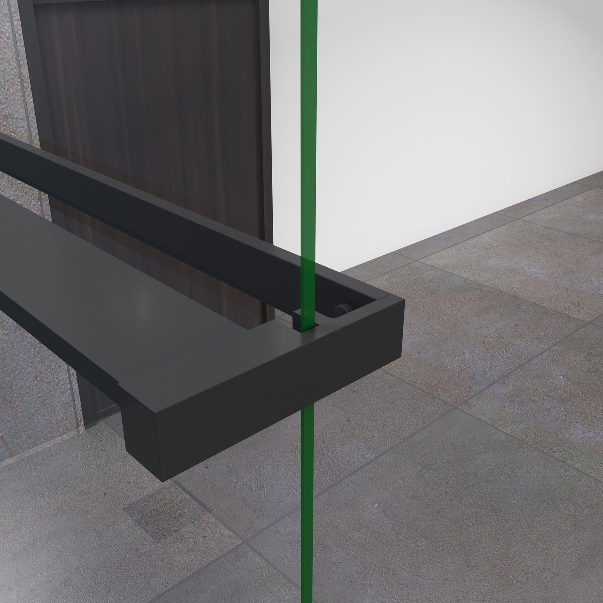 Moderne inloopdouche Hoogte 200cm - Praktisch design 8mm makkelijk schoon te maken gehard glas met planchet - Mat zwart frame - Eenvoudig te installeren