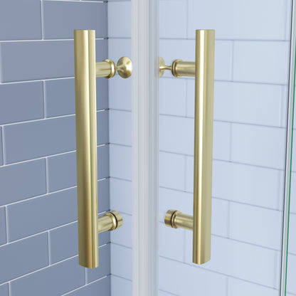 Douchecabine Opvouwbare 6mm NANO Easyclean veiligheidsglas goud aluminium profiel