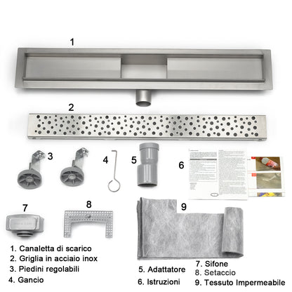 Holle design ronde douchegoot, roestvrijstalen tegelbaar paneel, badkamer afvoerputje 60 70 80 90 100cm