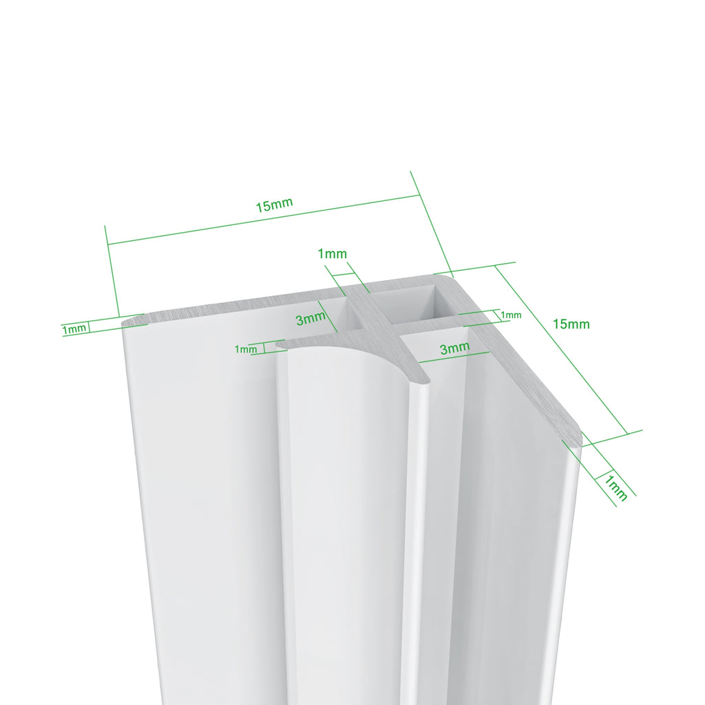 Aica B:40/80/90/100/120xL:40/80/90/100/120xH:210cm ivoorwitte aluminium composiet platen , 3 mm dik-Set van 2 douchewandpanelen inclusief profielen-Wandpanelen