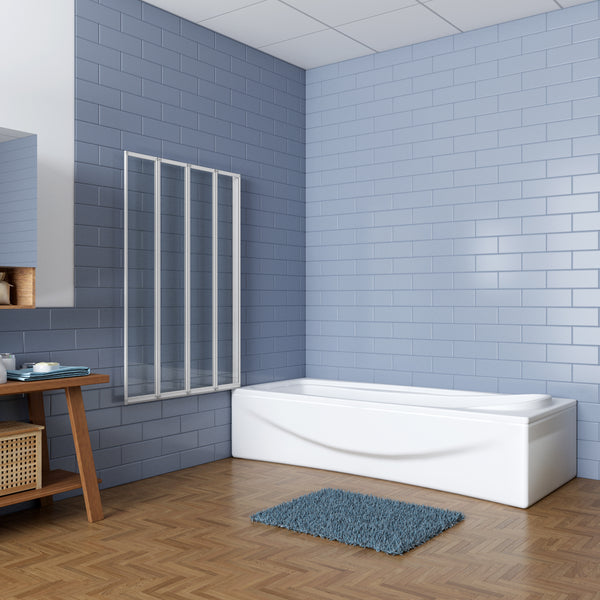 4-delig opklapbaar badscherm, douchescherm, 120 x 140 cm, douchewand, badopzetstuk