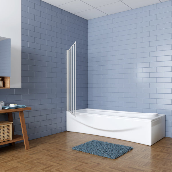 4-delig opklapbaar badscherm, douchescherm, 100 x 140 cm, douchewand, badopzetstuk