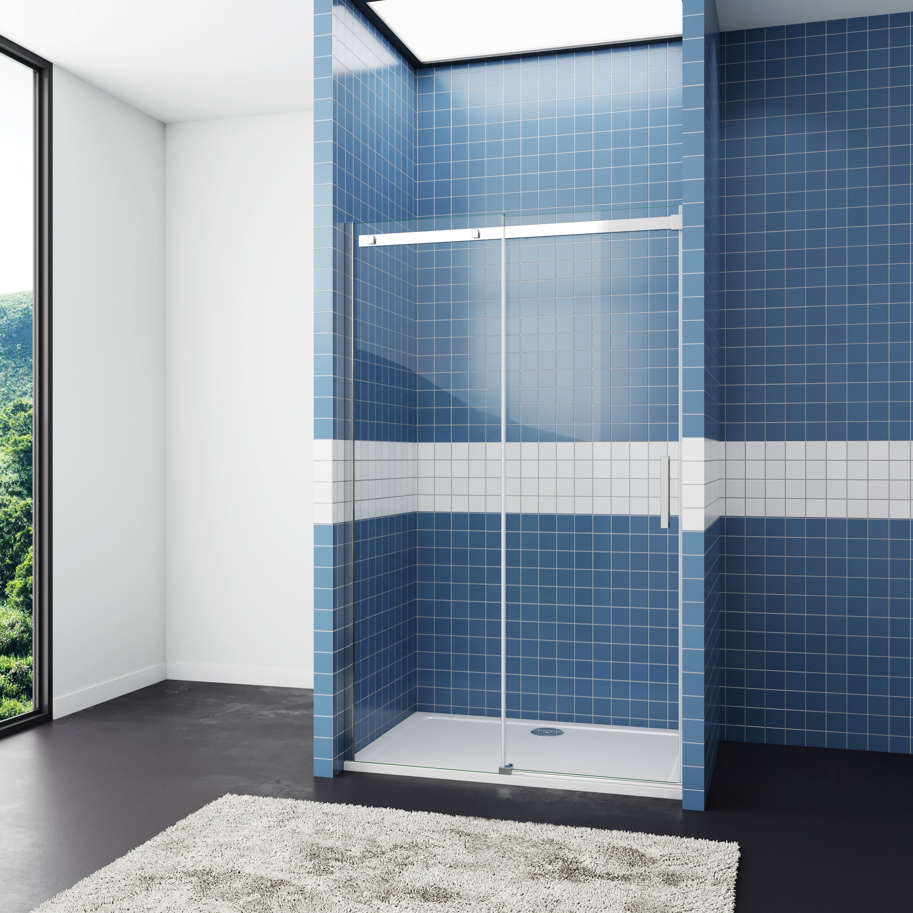 Douchecabine schuifdeur nisdeur douchedeur 100/110/120/140/160 cm 8mm NANO glas H.195cm