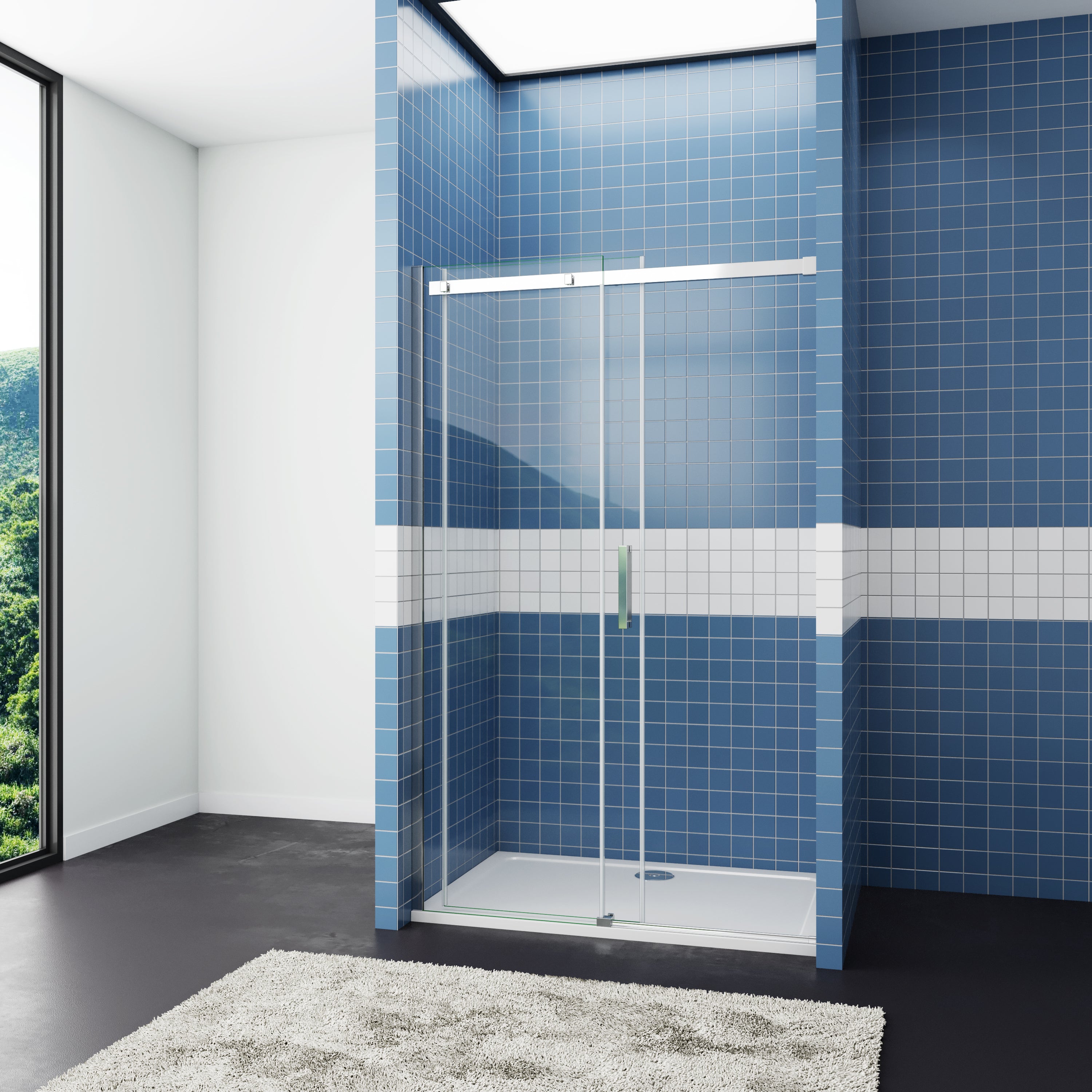 Douchecabine schuifdeur nisdeur douchedeur 100/110/120/140/160 cm 8mm NANO glas H.195cm