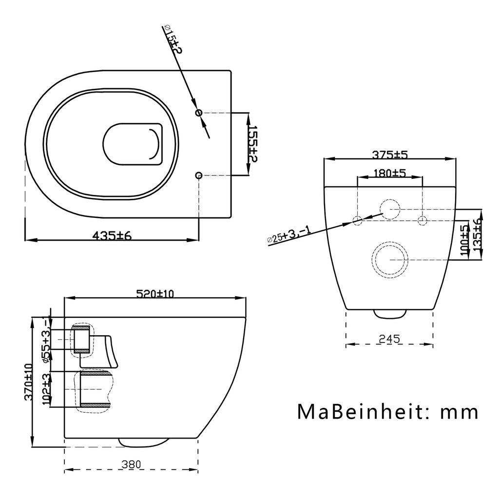 Hangend toilet, Badkamer Softclose Zitting, Randloos Design
