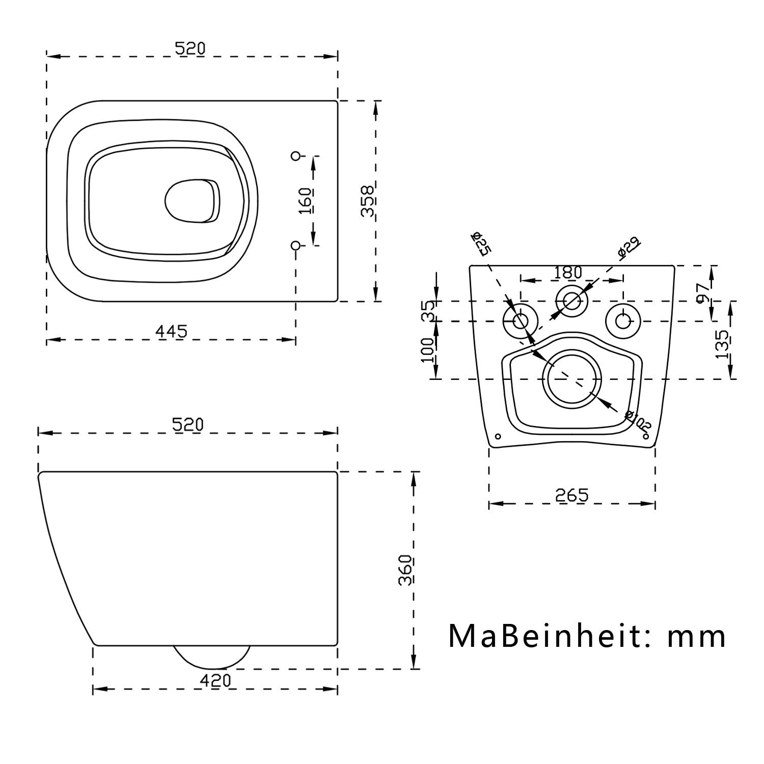 Badkamer Vierkant Slanke Softclose Zitting Randloos Hangend Toilet Toilet