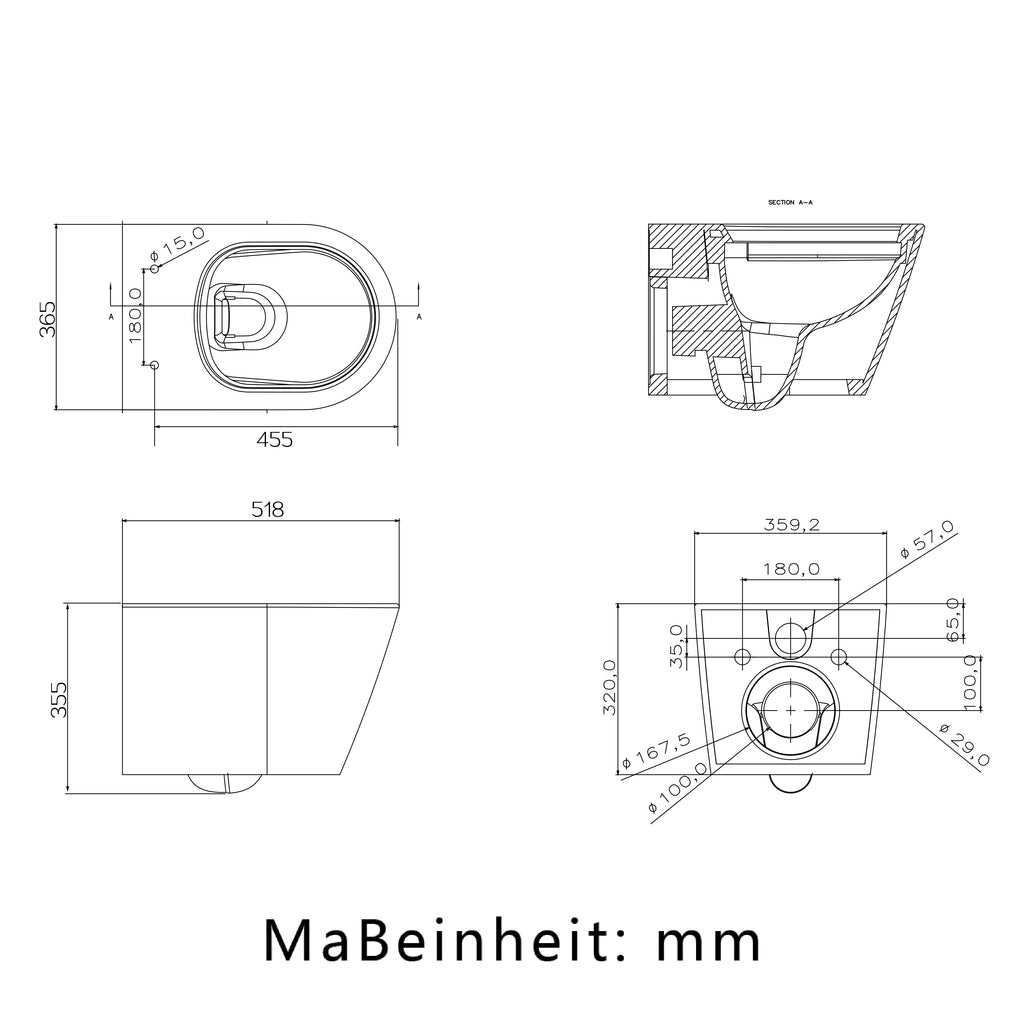 Badkamer wandcloset randloos design toilet toilet met softclose zitting