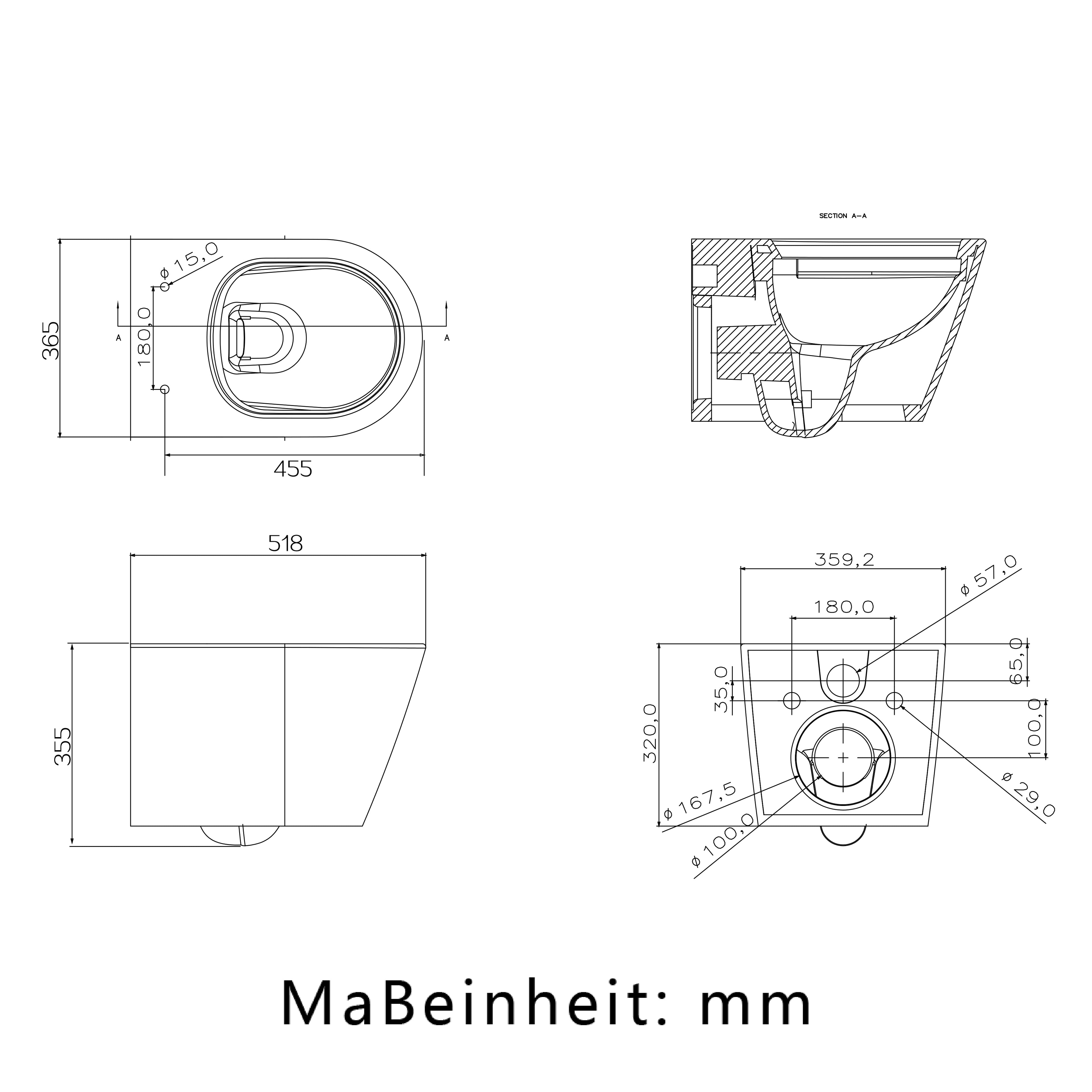 Badkamer wandcloset randloos design toilet toilet met softclose zitting