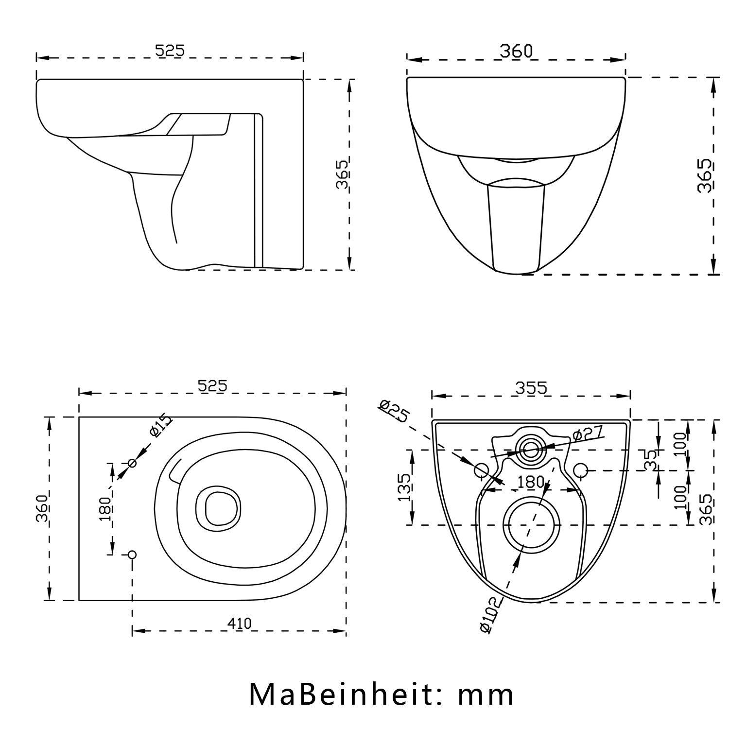 Badkamer softclose zitting, randloos design, hangend toilet