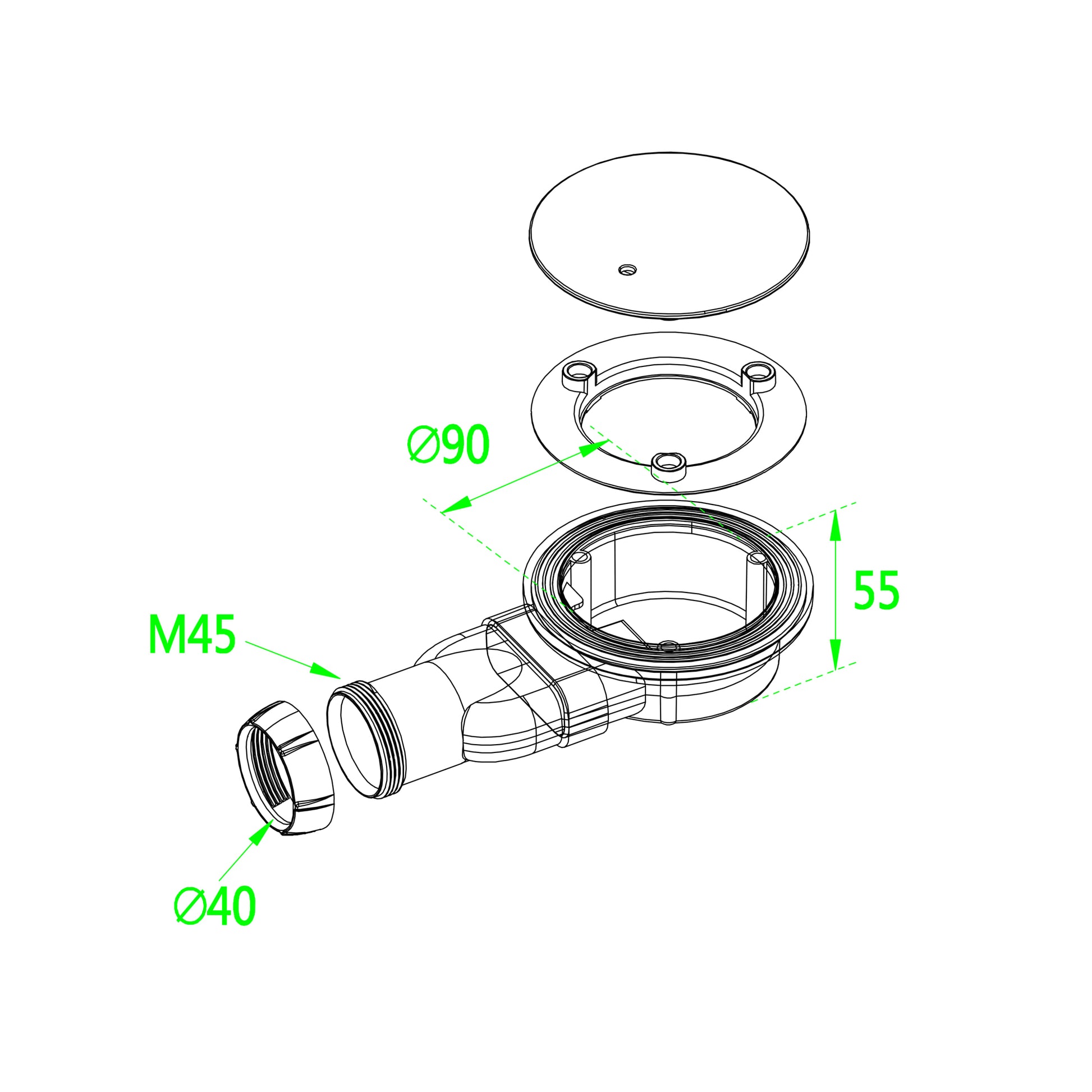 Aica ontwerp Driezijdige douchecabine 80-90x80-90x80-90x185cm Twee schuifdeuren+één zijpaneel 6mm gehard glas glanzend chroom met wit complete douchebak(Extra plat)
