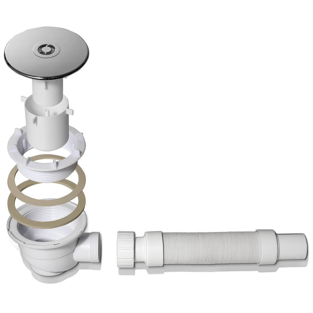 Douchebak sifon voor 90mm met flexibele slang
