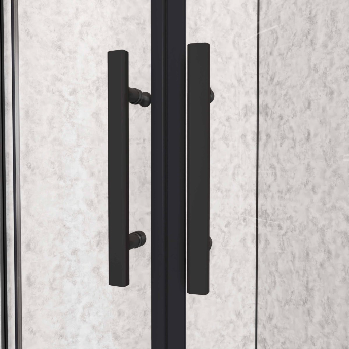AICA Kwartronde Douchecabine 90x90x195cm – Dubbele Draaideuren, 6mm Veiligheidsglas, Antikalk, Mat Zwart