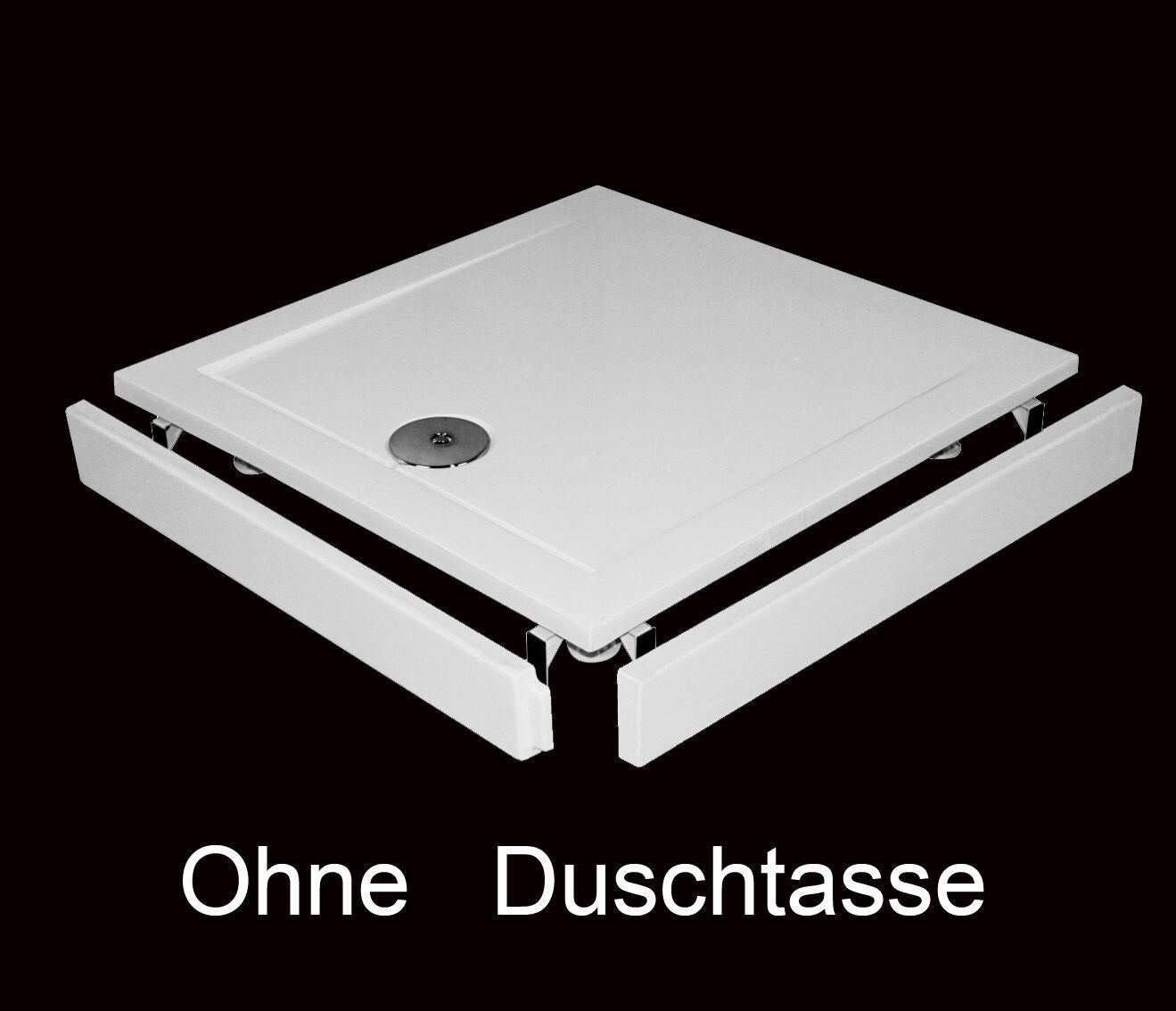 Doucheschort & verstelbare poten voor vierkante/rechthoekige douchebak