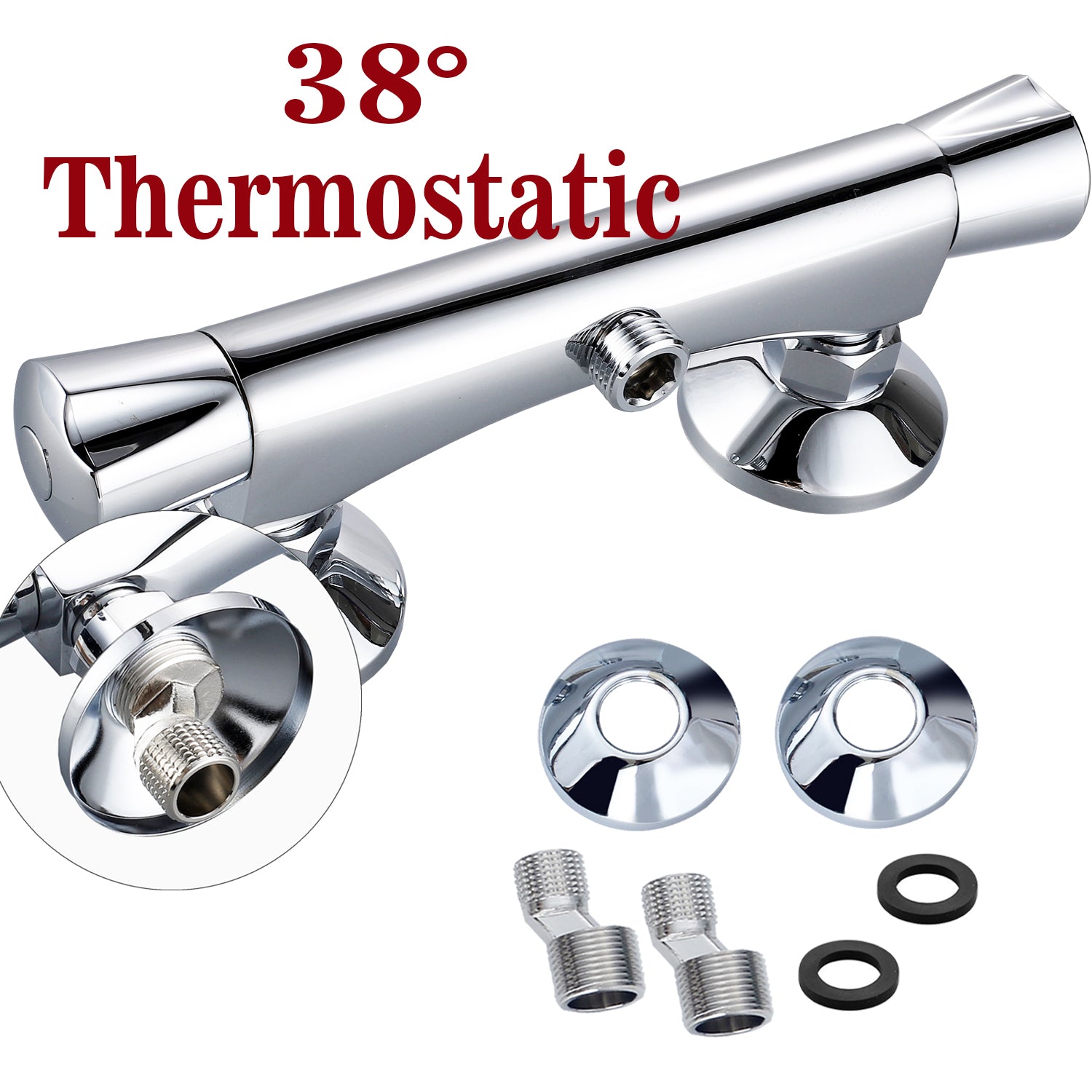 Met thermostaat en handdouche, hoogte 85-125 cm, complete set, met 360¡ã draaibare regendouchekop en in hoogte verstelbare douchestang