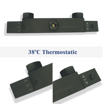 Douchesysteem wandmontage met thermostaat regendouche zwart vierkant