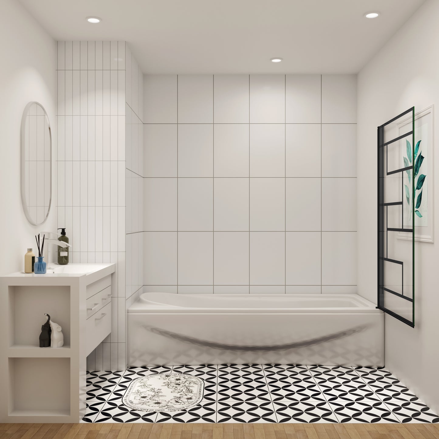 Douchescherm voor badkuip met vaste badkuipbevestiging, 6mm veiligheidsglas, 80x140 cm zwart industrieel design