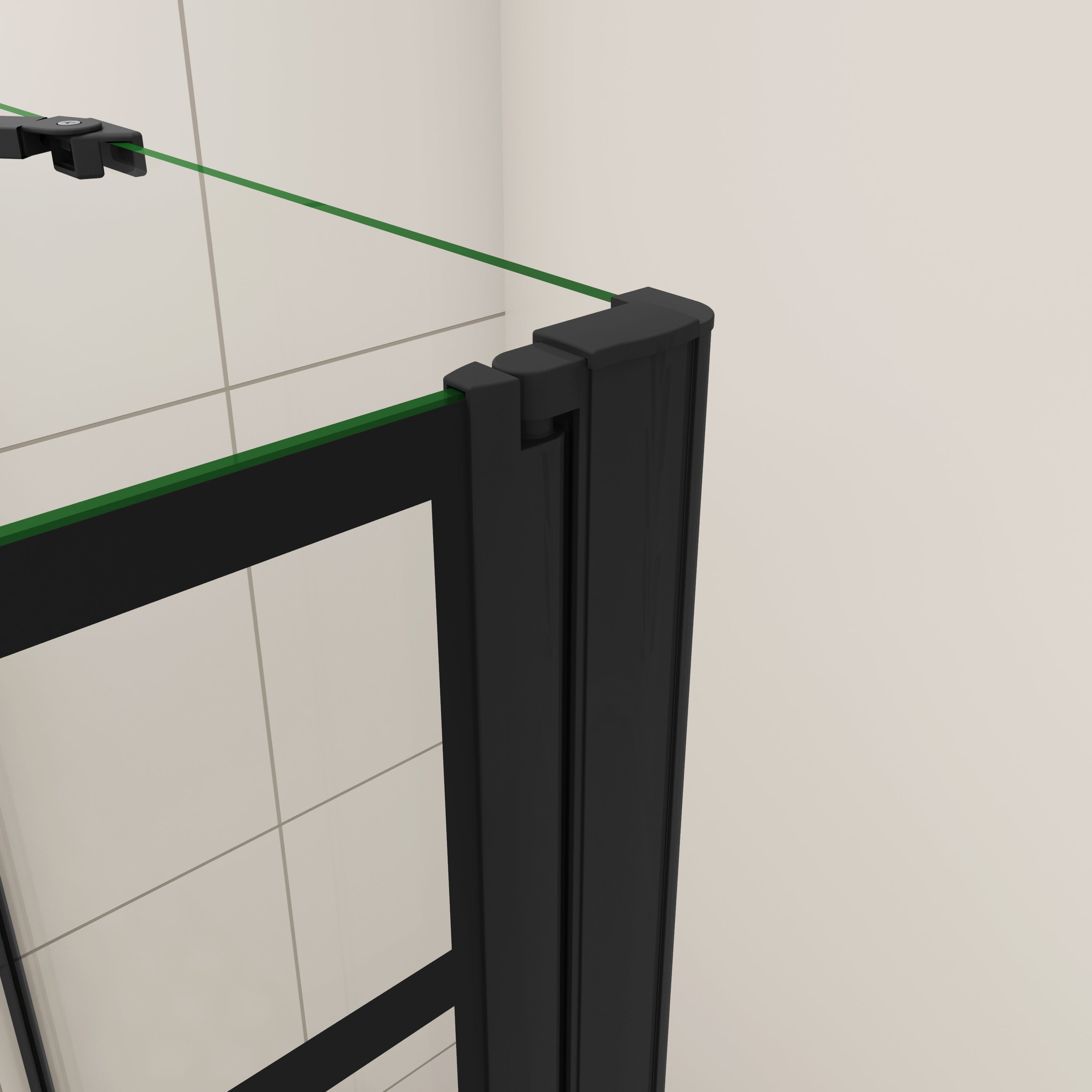 75cm zijwand + douchescherm voor badkuip met vaste badkuipbevestiging, 6mm veiligheidsglas, 80x140 cm zwart industrieel design