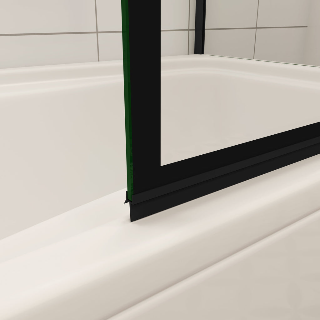 75cm zijwand + douchescherm voor badkuip met vaste badkuipbevestiging, 6mm veiligheidsglas, 80x140 cm zwart industrieel design