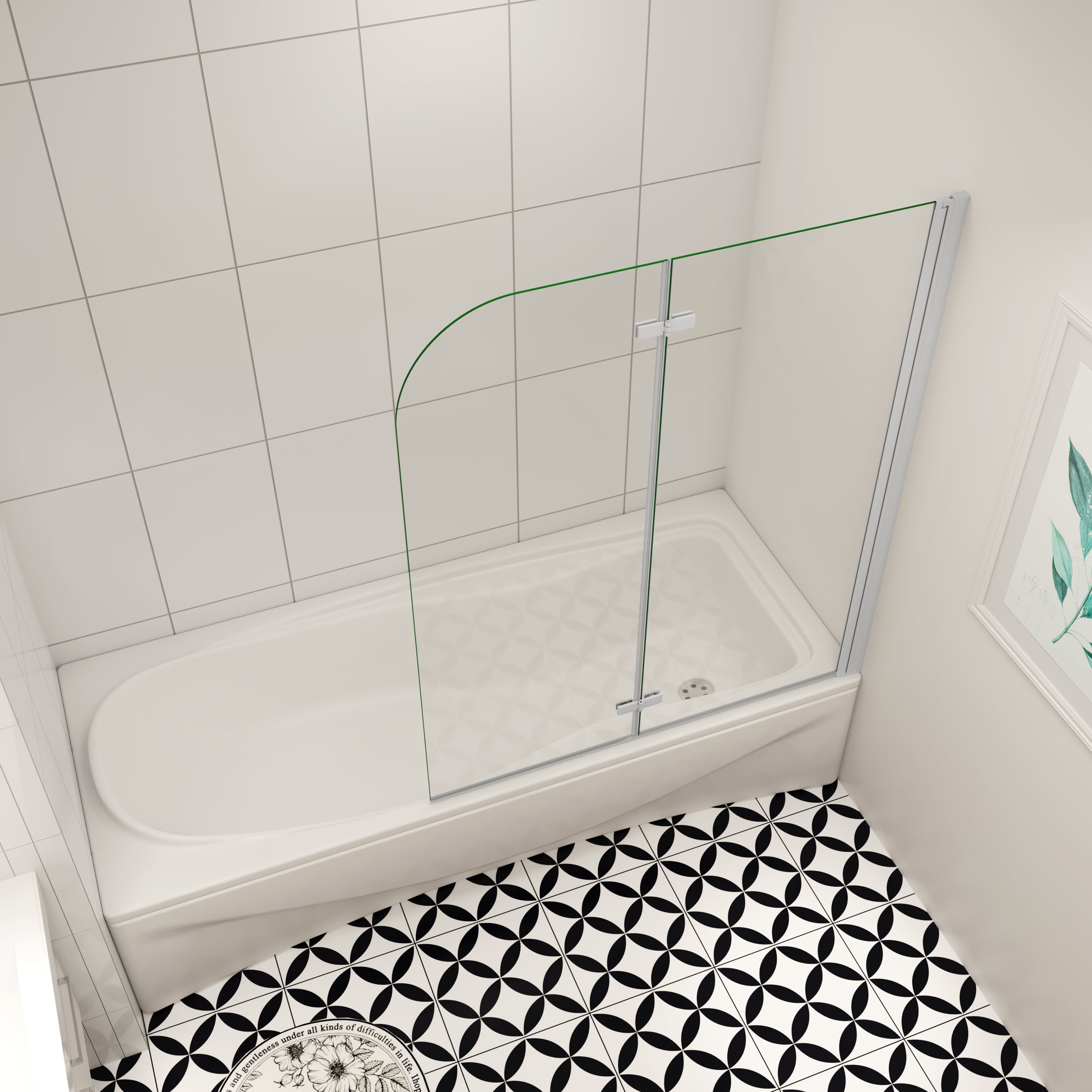 Badopzetstuk 90cm douchescherm 6mm nano douche 2-delig voor badkuip H140cm