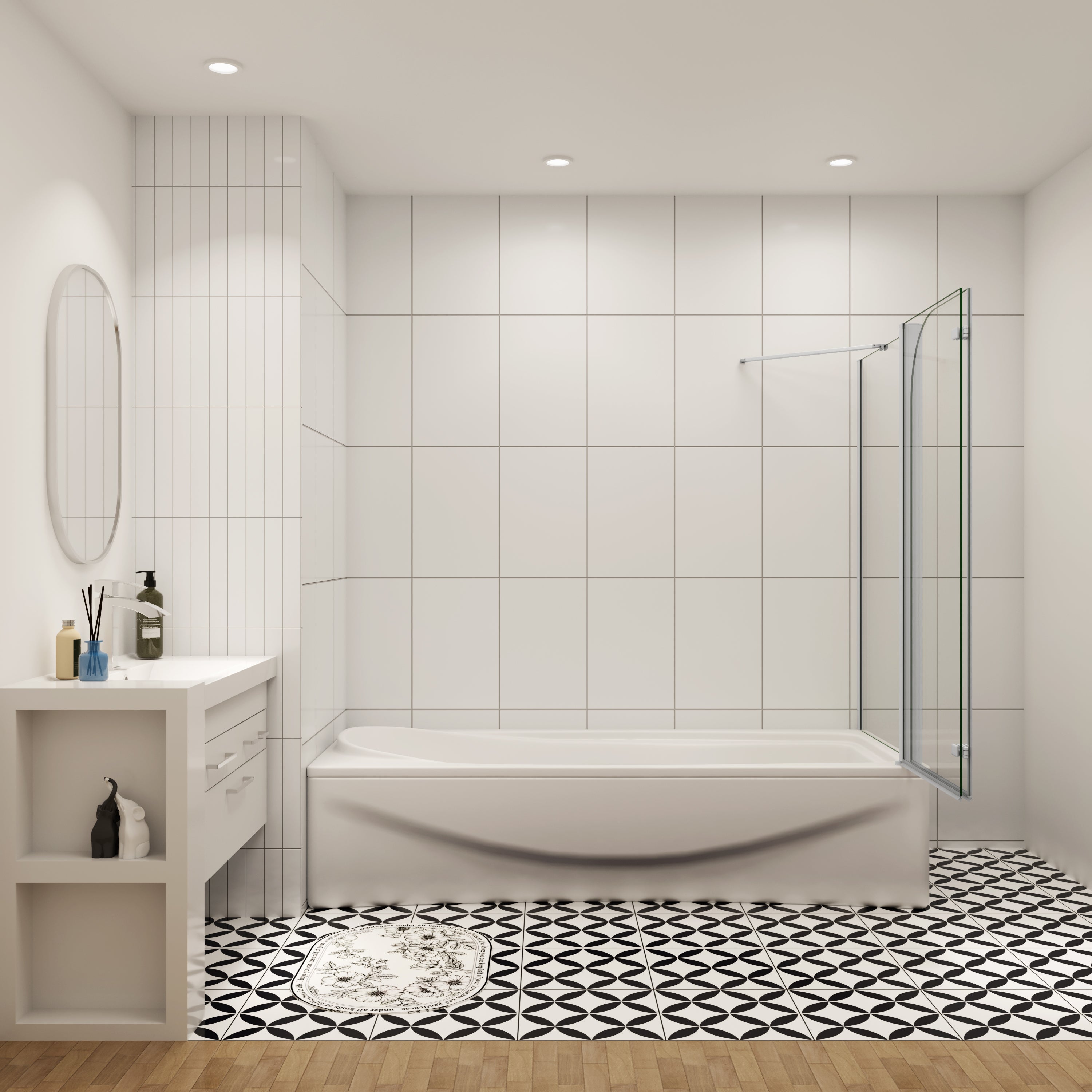80cm zijwand douchewand+Badopzetstuk 90/100/110/120cm douchescherm 6mm nano douche 2-delig voor badkuip H140cm