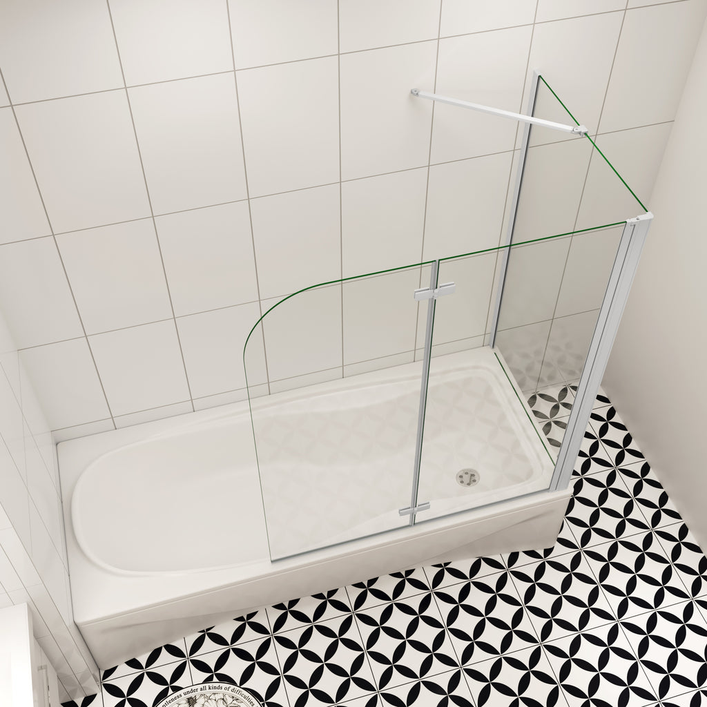 80cm zijwand douchewand+Badopzetstuk 90/100/110/120cm douchescherm 6mm nano douche 2-delig voor badkuip H140cm