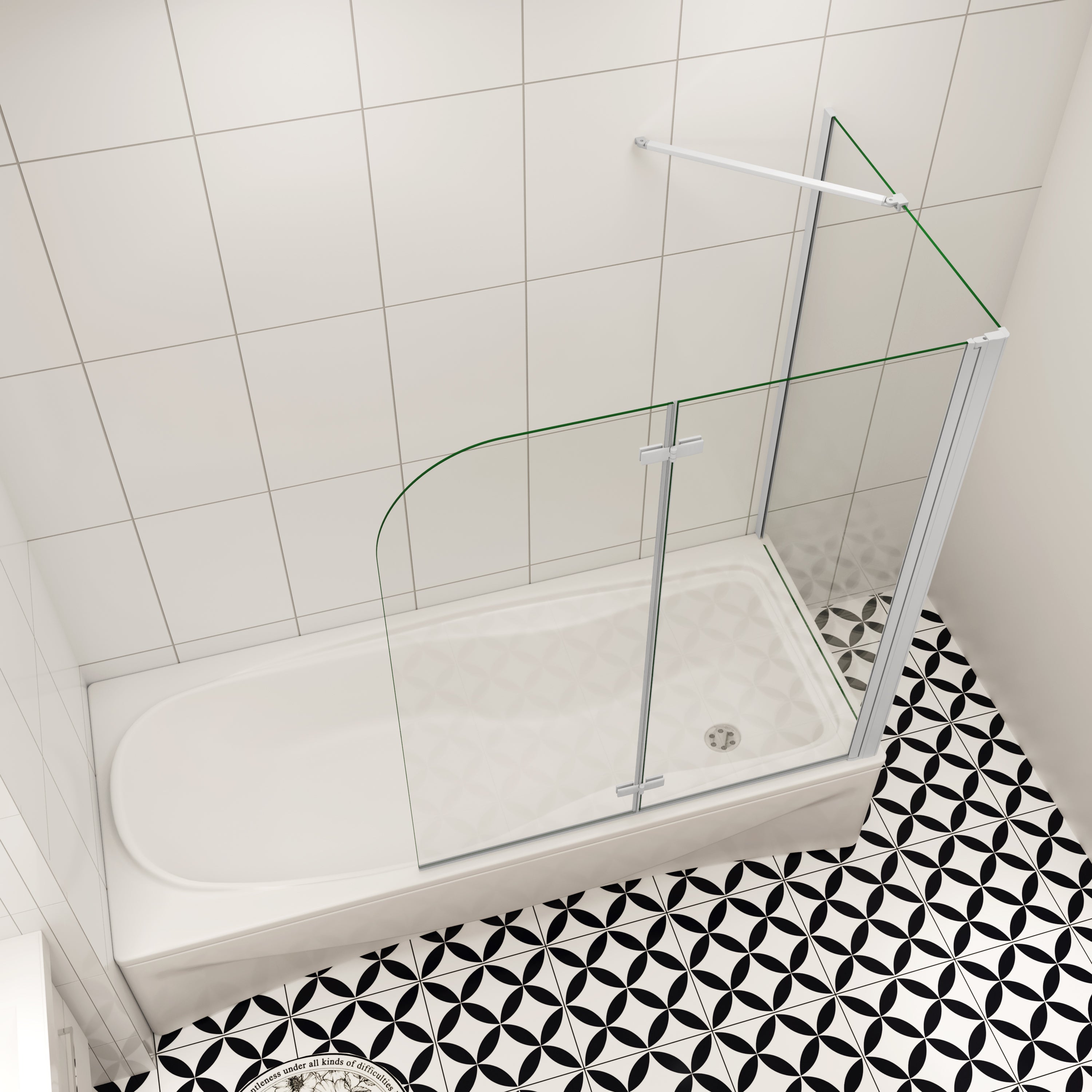 80cm zijwand douchewand+Badopzetstuk 90/100/110/120cm douchescherm 6mm nano douche 2-delig voor badkuip H140cm