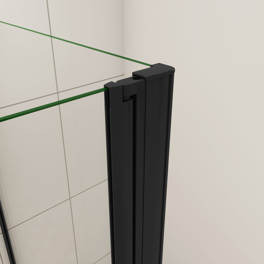 70cm zijwand + 3-delig zwart opklapbaar bad douchescherm 130x140cm douchewand badopzetstuk