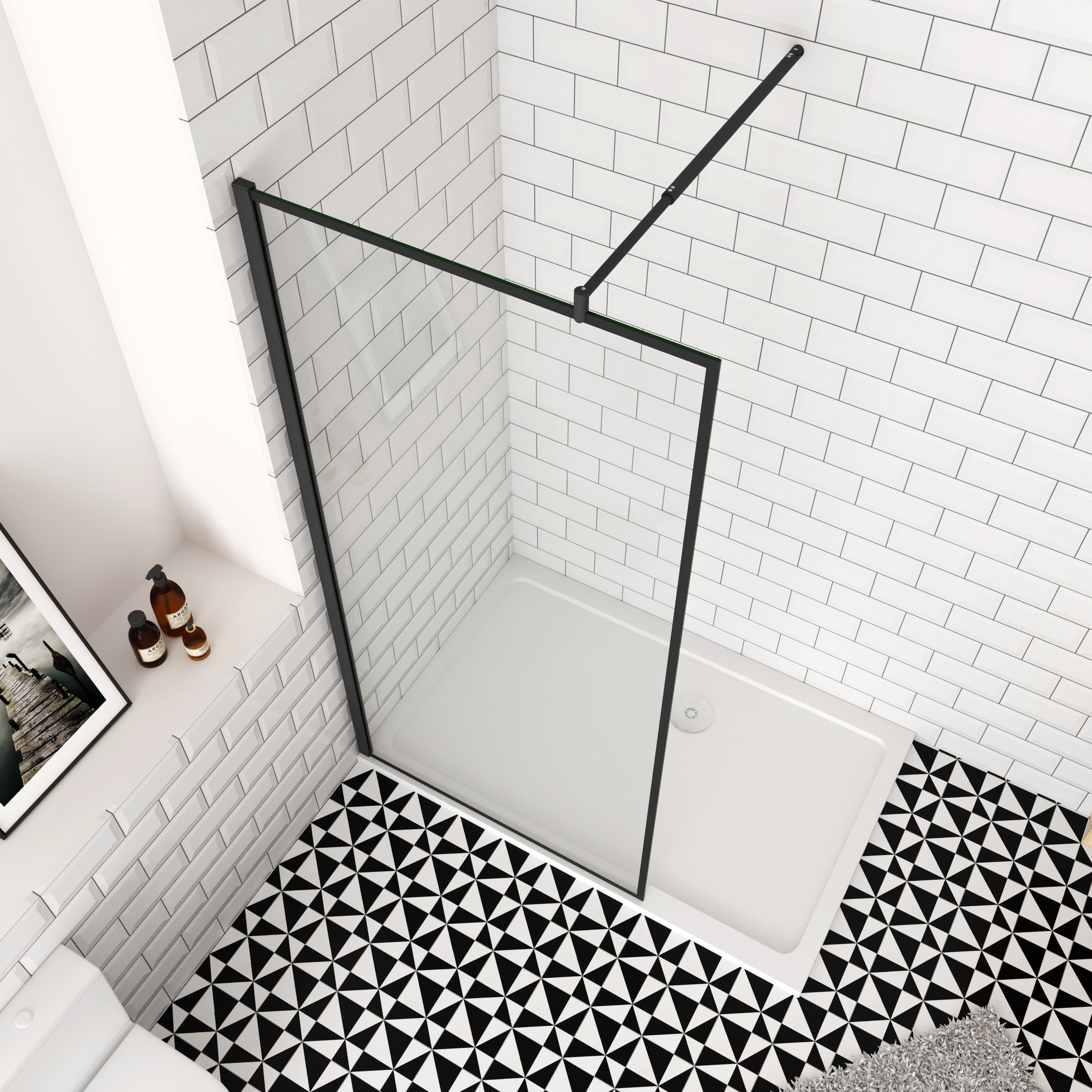 Inloopdouche 8 mm helder ESG-veiligheidsglas met nanocoating, 80/90/100/120/140¡Á200 cm