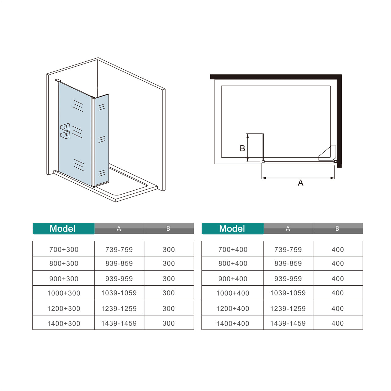 120x200cm inloopdouche met draaibaar hoekprofiel 40x200cm,8mm NANO , H-vorm: 90cm Stabilisatiestang