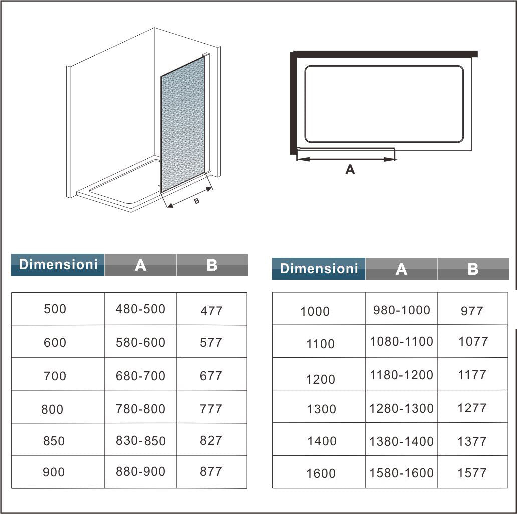 Inloopdouche 100x200cm,8mm Nano EasyClean veiligheidsglas,70-120cm Stabilisatiestang