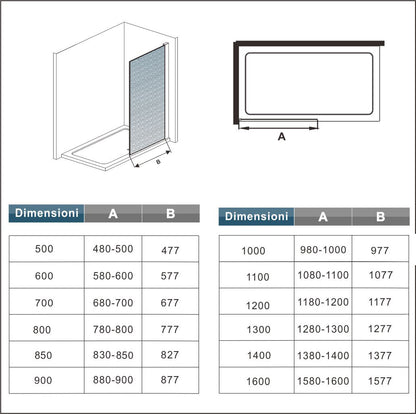 Inloopdouche 100x200cm,8mm Nano EasyClean veiligheidsglas,70-120cm Stabilisatiestang