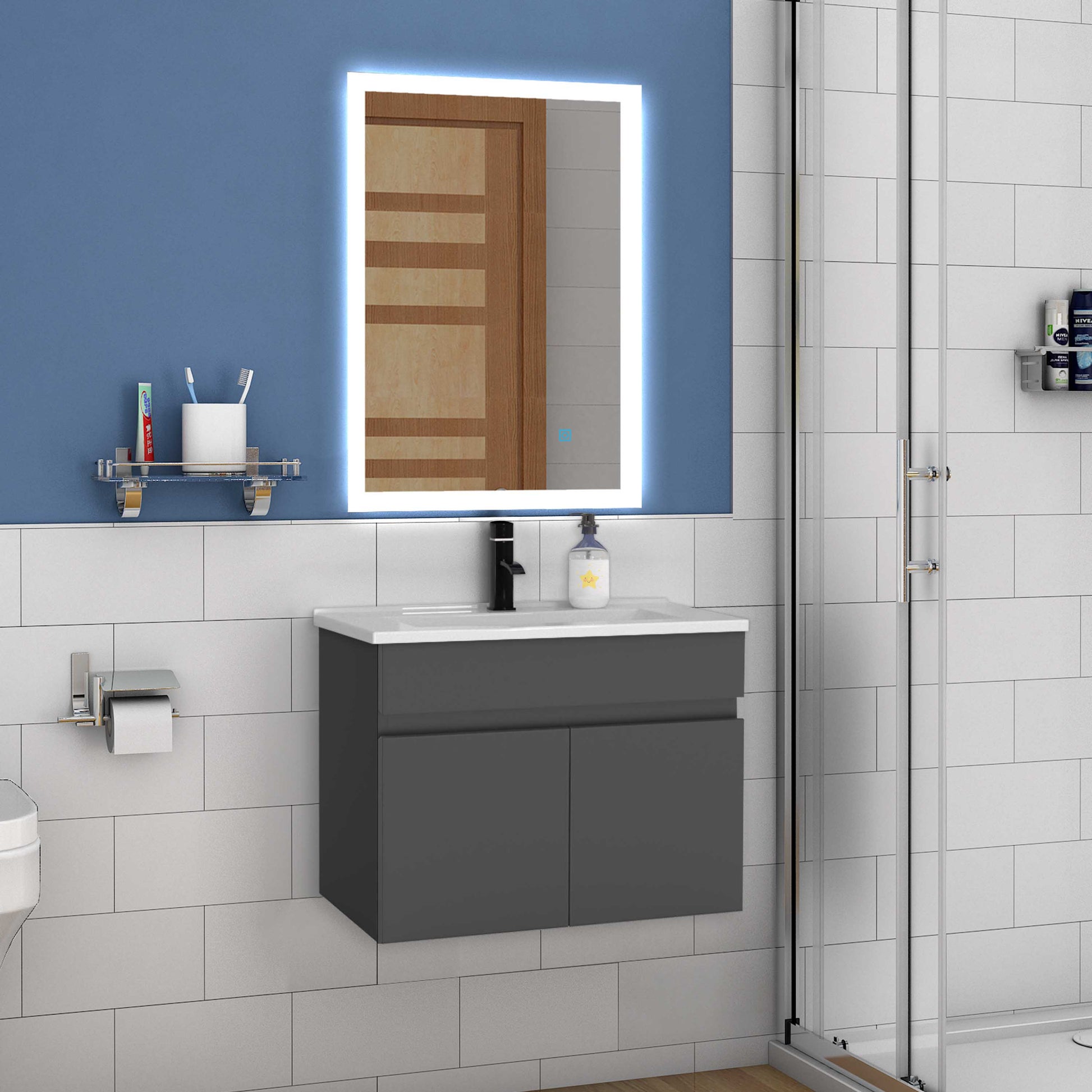 Badkamermeubel onder wastafel met handdoekhouder (66 x H70 cm) Element Acacia - Badkamer Badkamermeubel onder wastafel met handdoekhouder (66 x H70 cm) Element Acacia - Badkamer