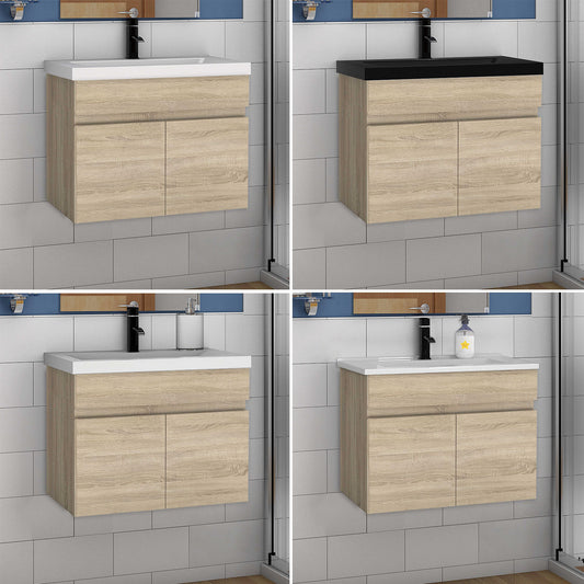 Wastafelonderbouw met onderkast 60 cm Badkamermeubels met keramische wastafel,gastentoilet,eik mat