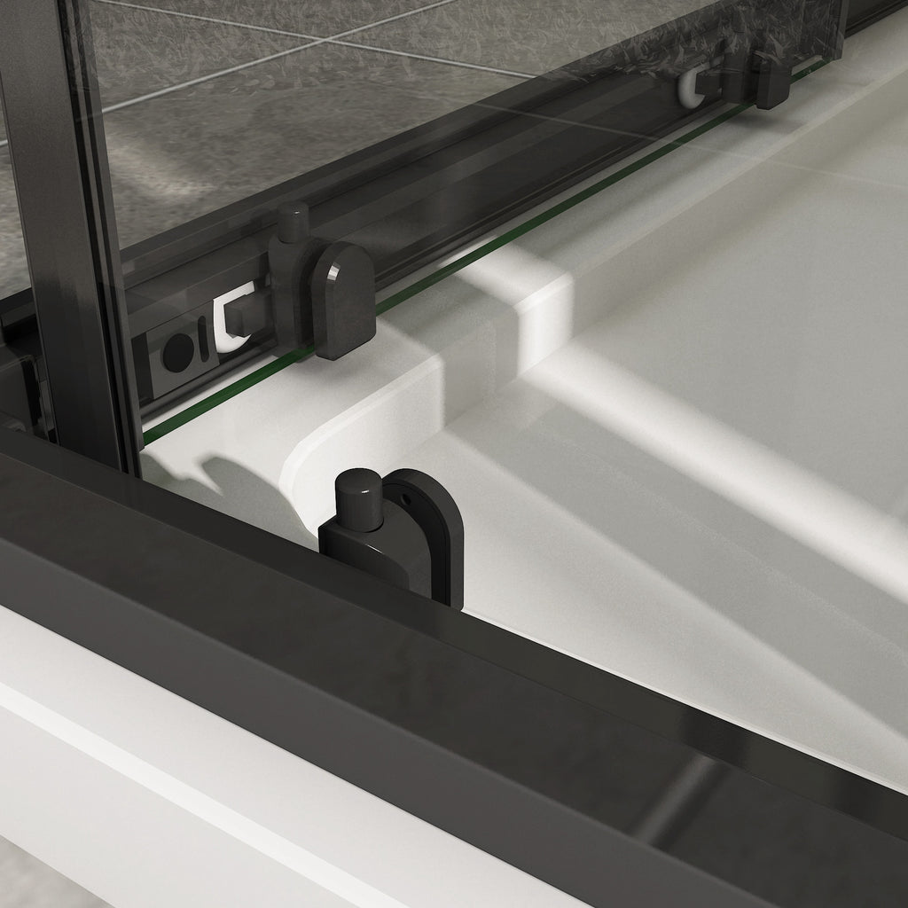 Douchecabine Schuifdeur Hoekinstap Vierkant Mat Zwart 6mm nano glas