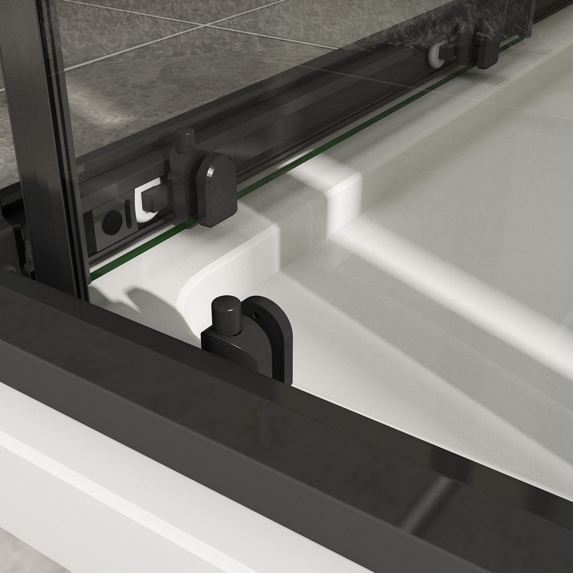 Douchecabine Schuifdeur Hoekinstap Vierkant Mat Zwart 6mm nano glas