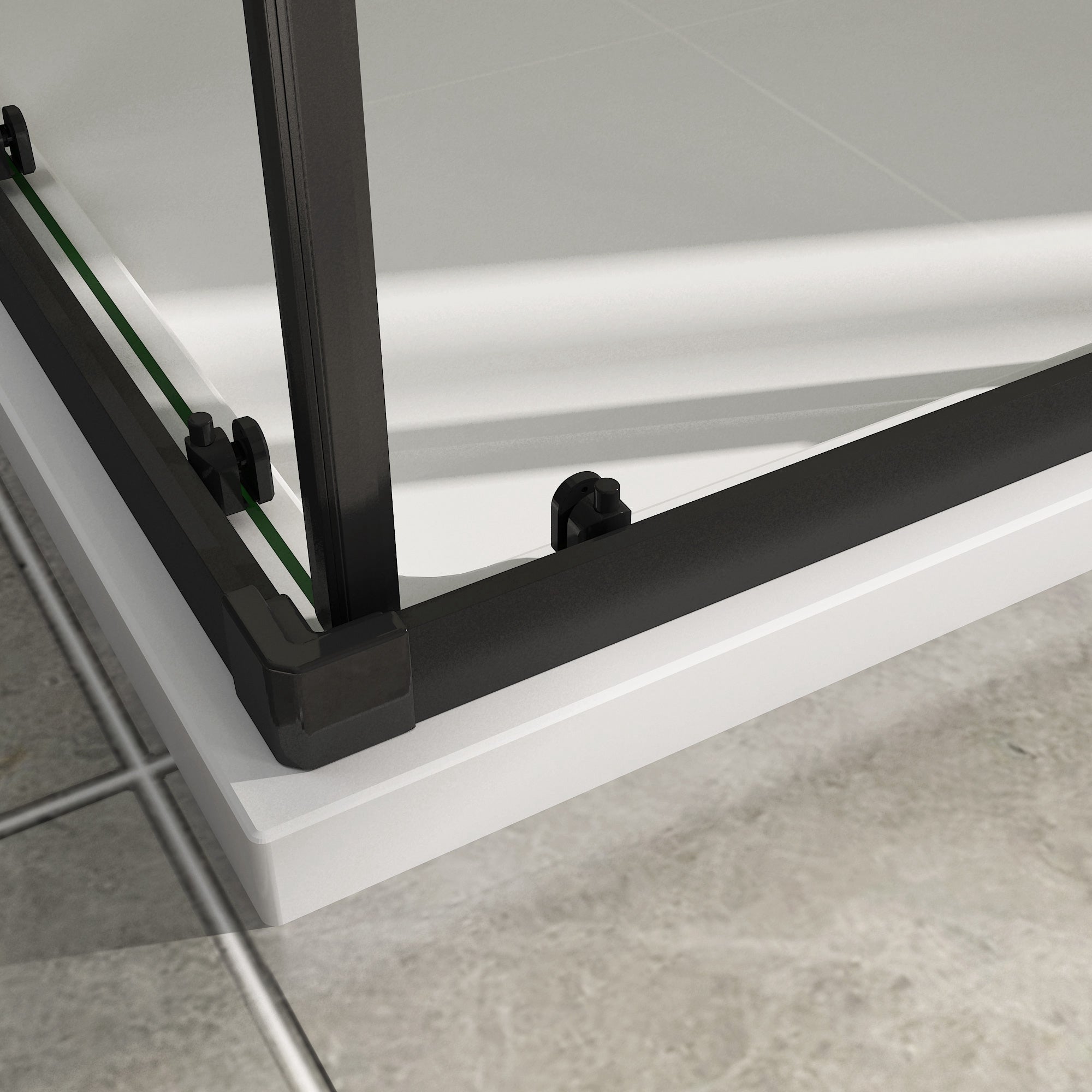 Douchecabine Schuifdeur Hoekinstap Vierkant Mat Zwart 6mm nano glas