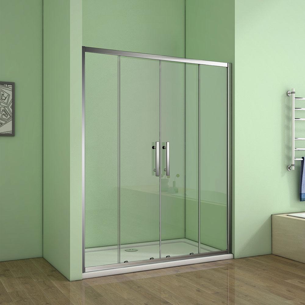 4-delige schuifbare douchewand douchescherm, profiel afstelruimte, 6mm helder gehard veiligheidsglas 120x185cm