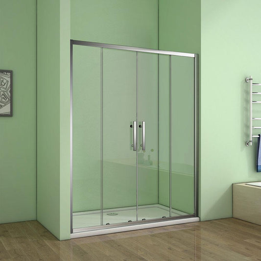 4-delige schuifbare douchewand douchescherm, profiel afstelruimte, 6mm helder gehard veiligheidsglas 120x185cm