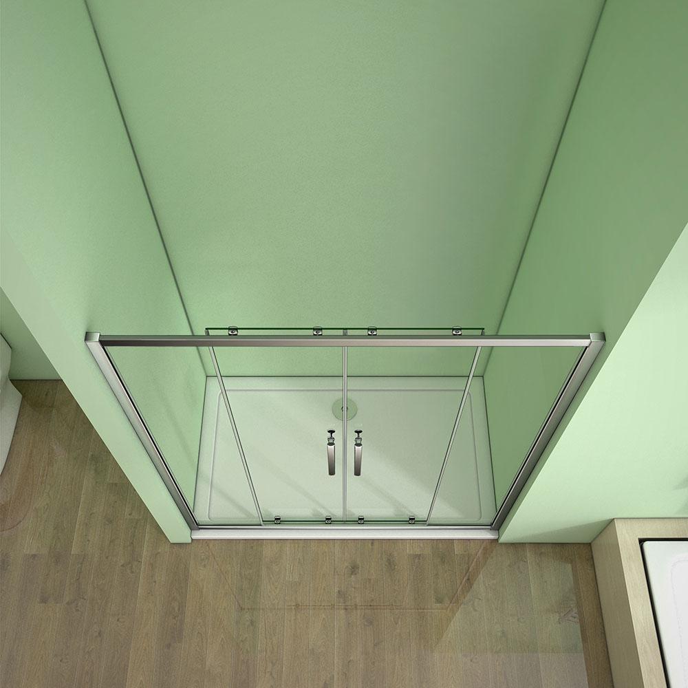 4-delige schuifbare douchewand douchescherm, profiel afstelruimte, 6mm helder gehard veiligheidsglas