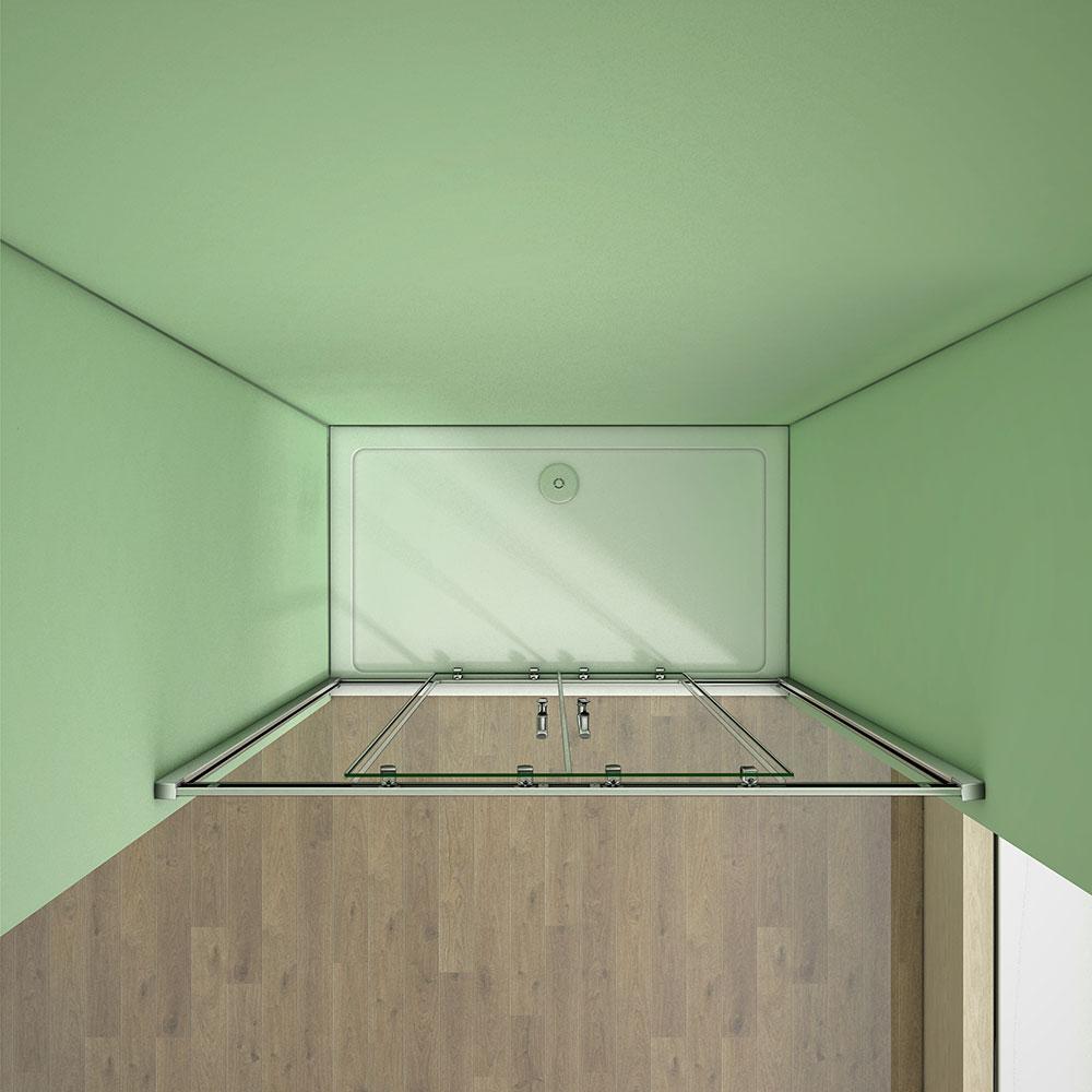 4-delige schuifbare douchewand douchescherm, profiel afstelruimte, 6mm helder gehard veiligheidsglas