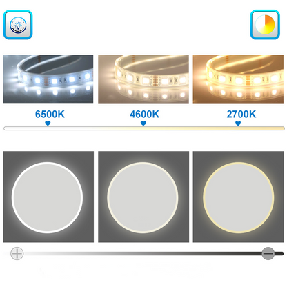 LED spiegel ROND 60cm/70cm/80cm 3 lichts kleur koud/Neutraal/warm wit dimbaar touch anti-condens badkamerspiegel decoratieve wandspiegel 2700K-6500K