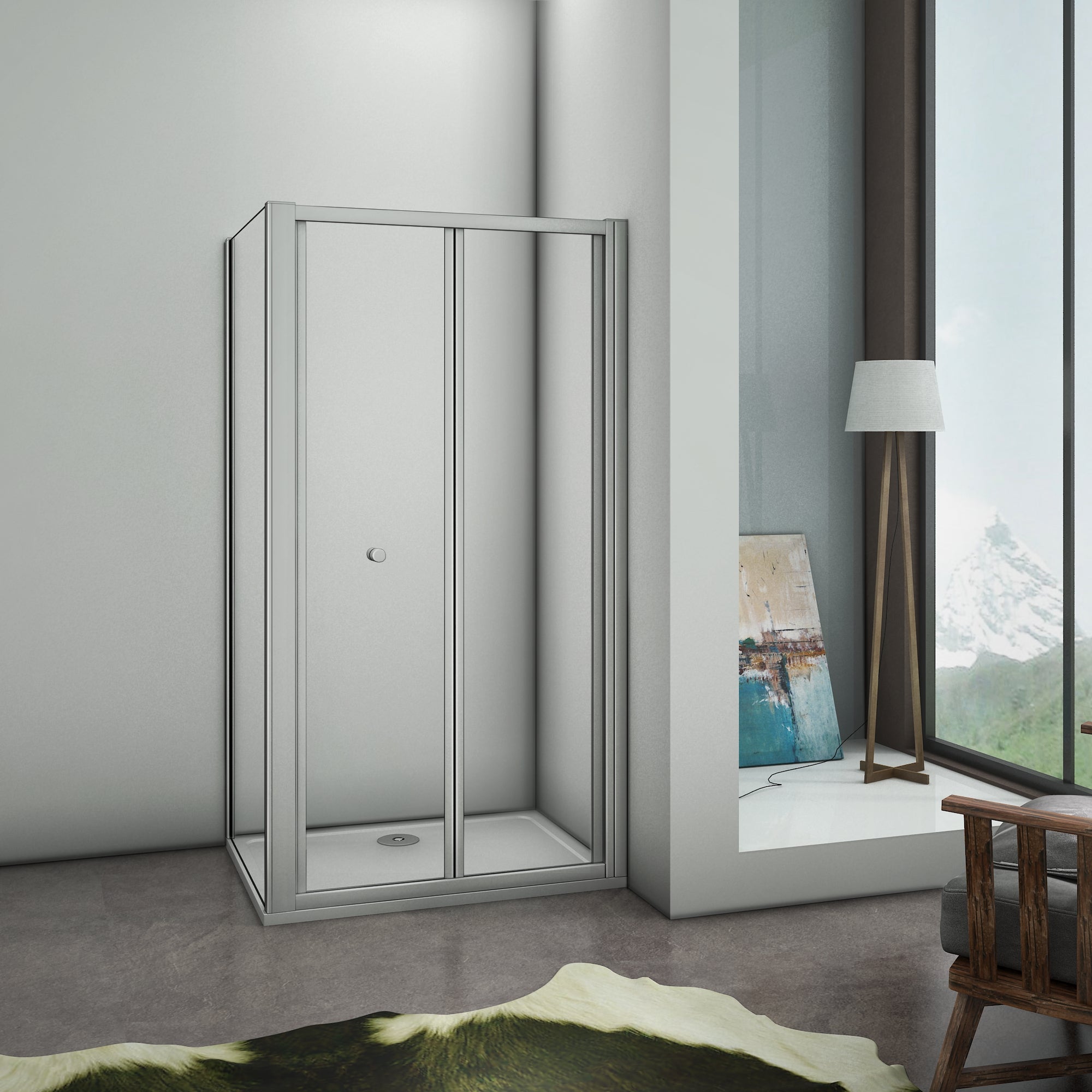 vouwbare douchedeur,douchecabine,zijpaneel,mat grijs profiel,5mm helder veiligheidsglas 100x185cm