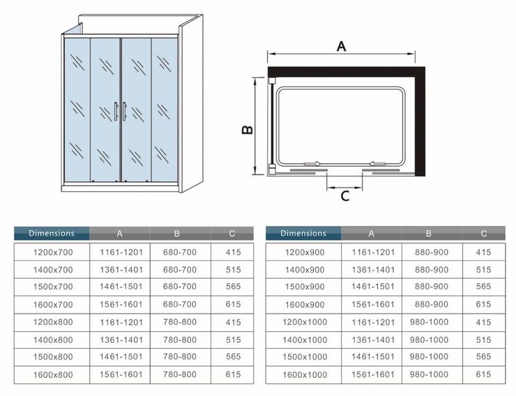 Douchecabine Schuifdeur,Douchewand,5mm helder veiligheidsglas